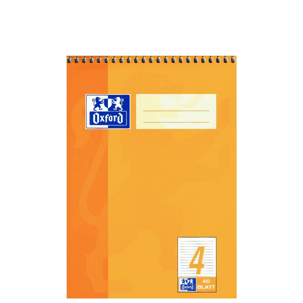 Schreibblock A5, 4. Klasse (Kopfspirale, Lineatur 4, Oxford)
