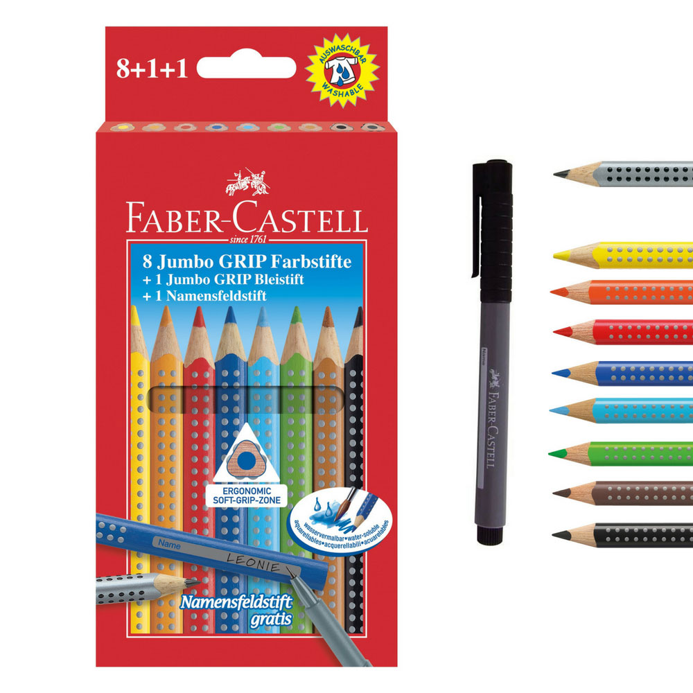 Faber-Castell Jumbo Grip 8+1+1, Blei- und Buntstifte