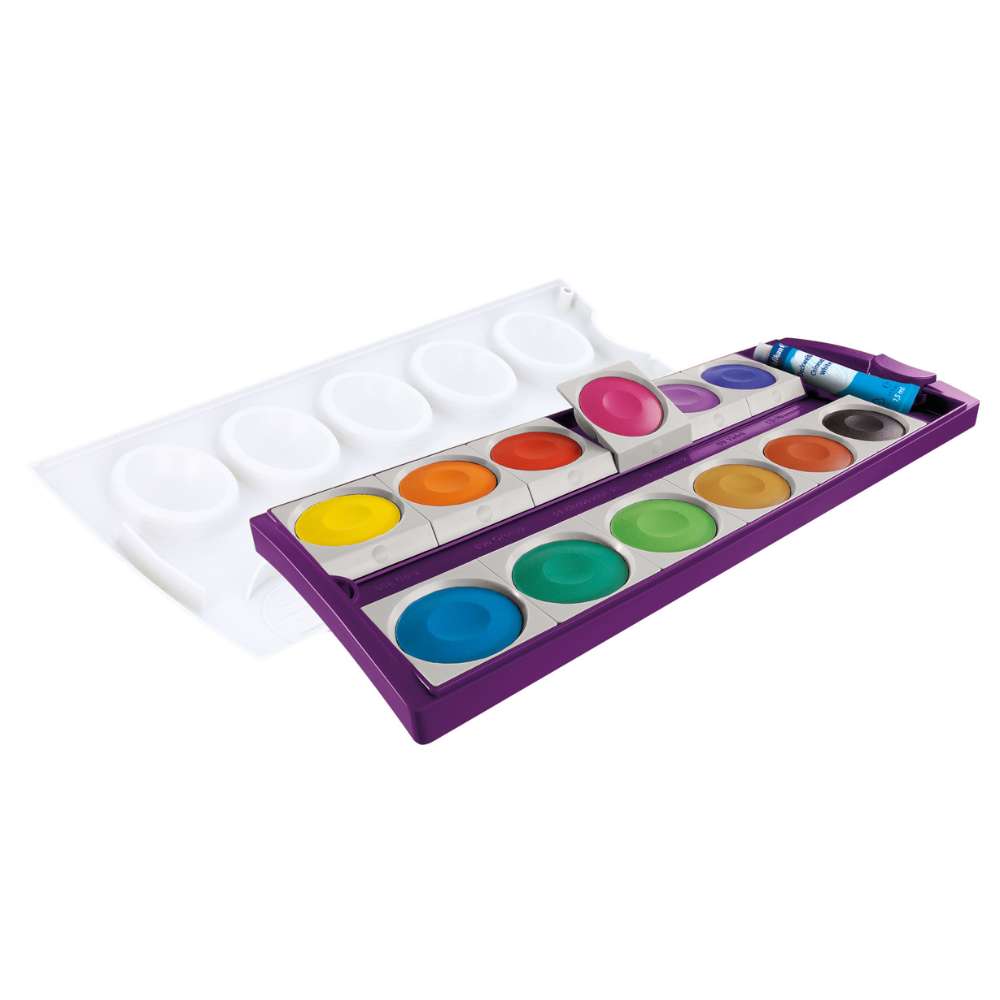 Pelikan Farbkasten K12, violett, 12 Farben + Deckweiß
