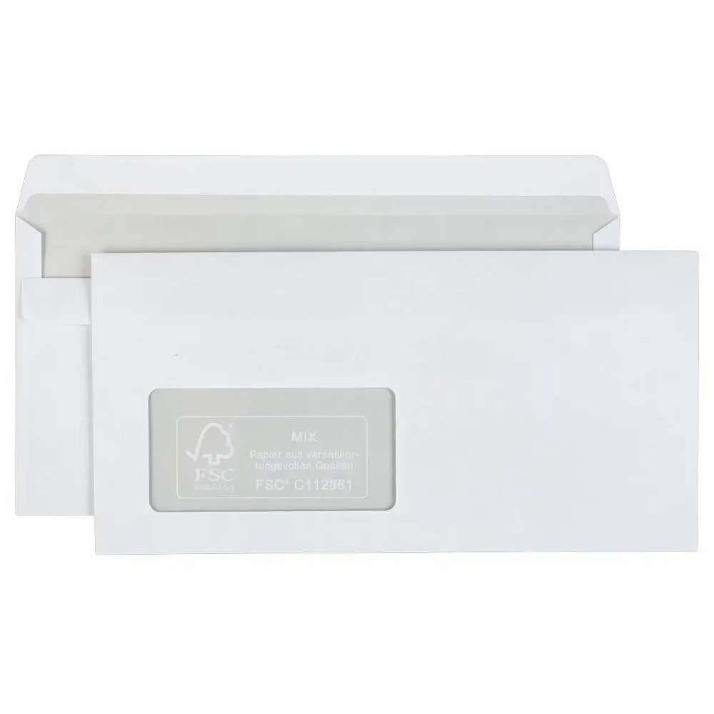 Briefumschläge DIN lang, selbstklebend mit Fenster, 10 Stück