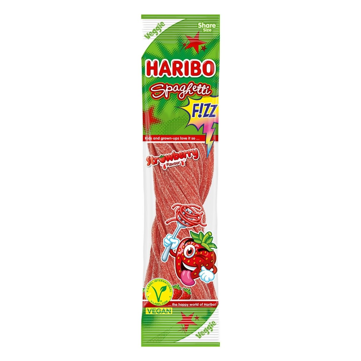 Haribo Spaghetti F!ZZ, Erdbeer vegan, 200 g