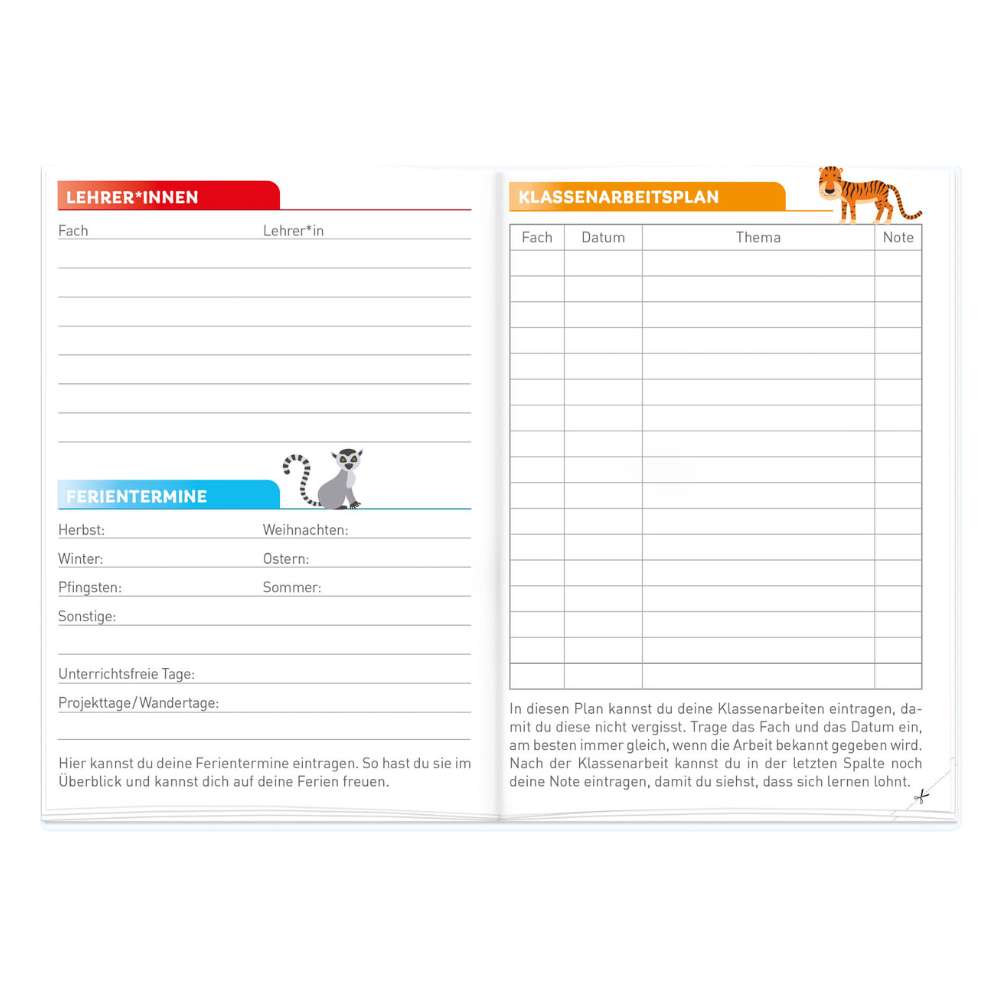 Klipp & Klar mit Datum 25/26 Hund und Katze, Hausaufgabenheft Grundschule