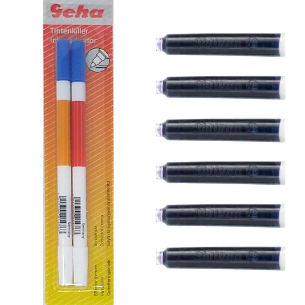 Tintenlöscher-Set: 2 Tintenlöscher + 6 Tintenpatronen