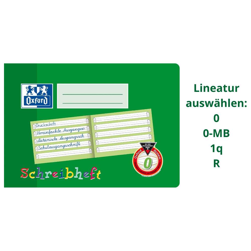 1. Klasse Lernhefte Oxford A5, verschiedene Lineaturen