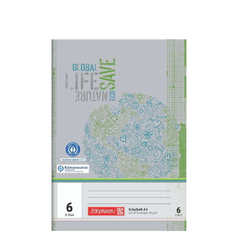 Recyclinghefte A5, Lineatur 6, Brunnen