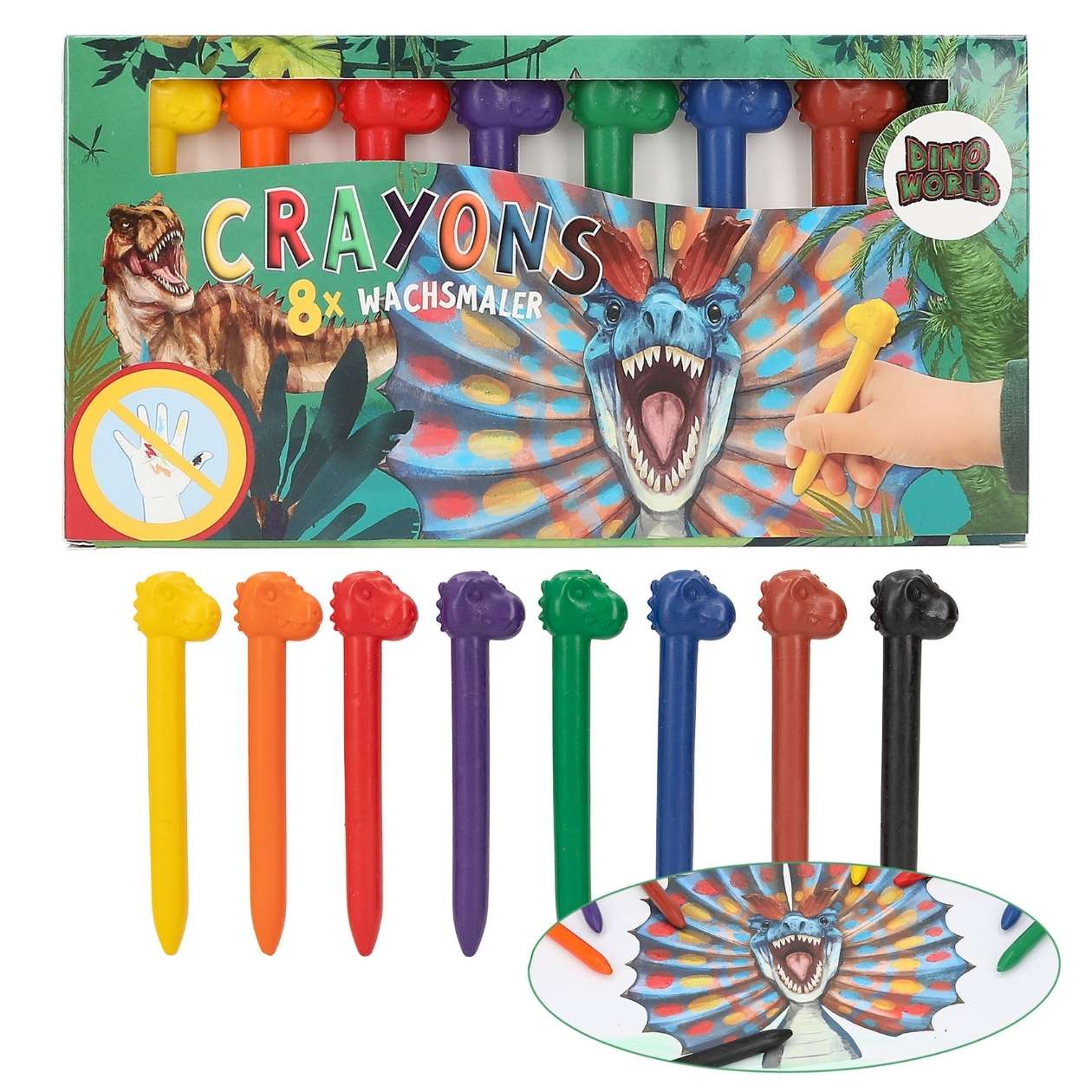 Dino World Wachsmaler, 8 Farben