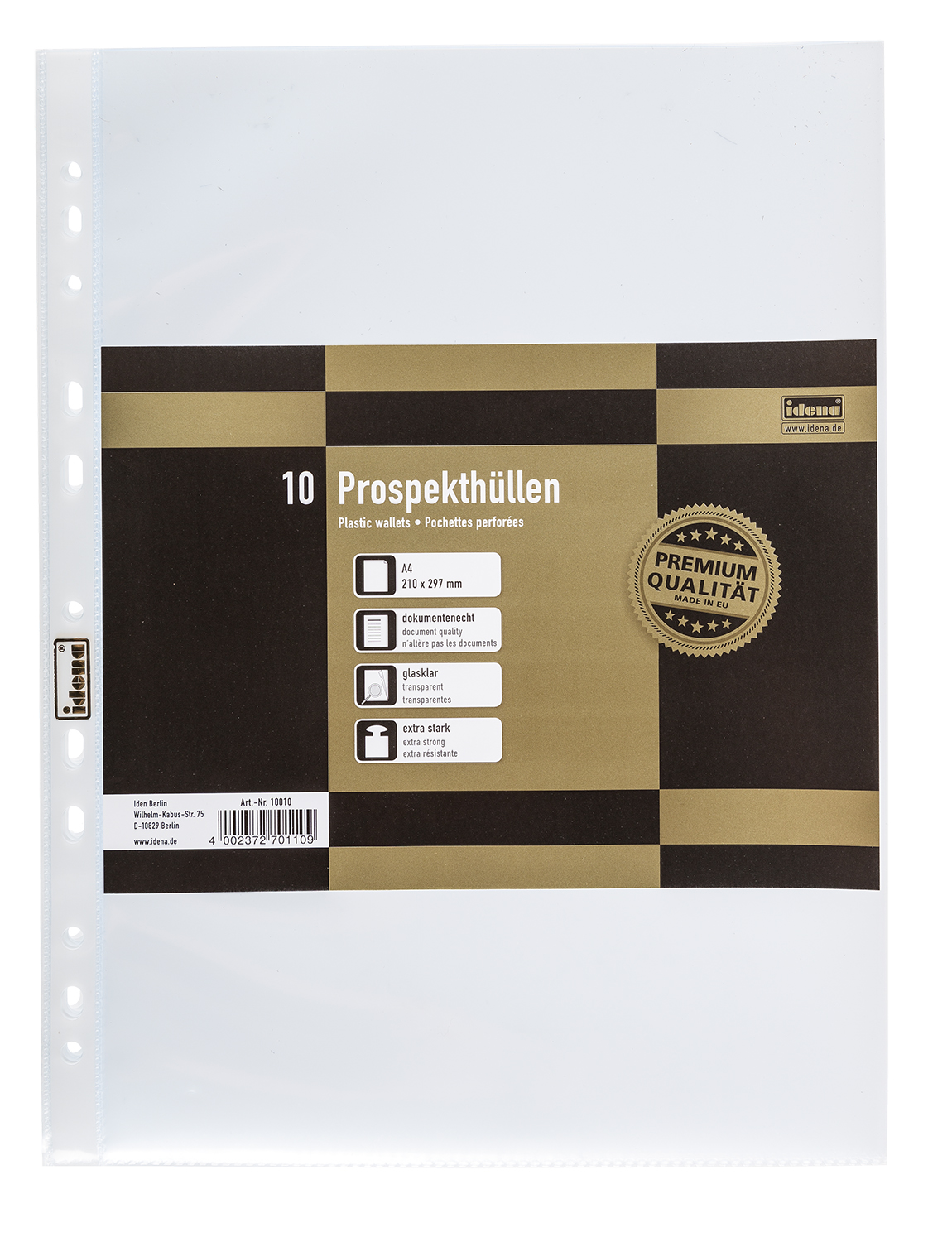 Prospekthüllen dokumentenecht DIN A4, 10 Hüllen für Zeugnisse