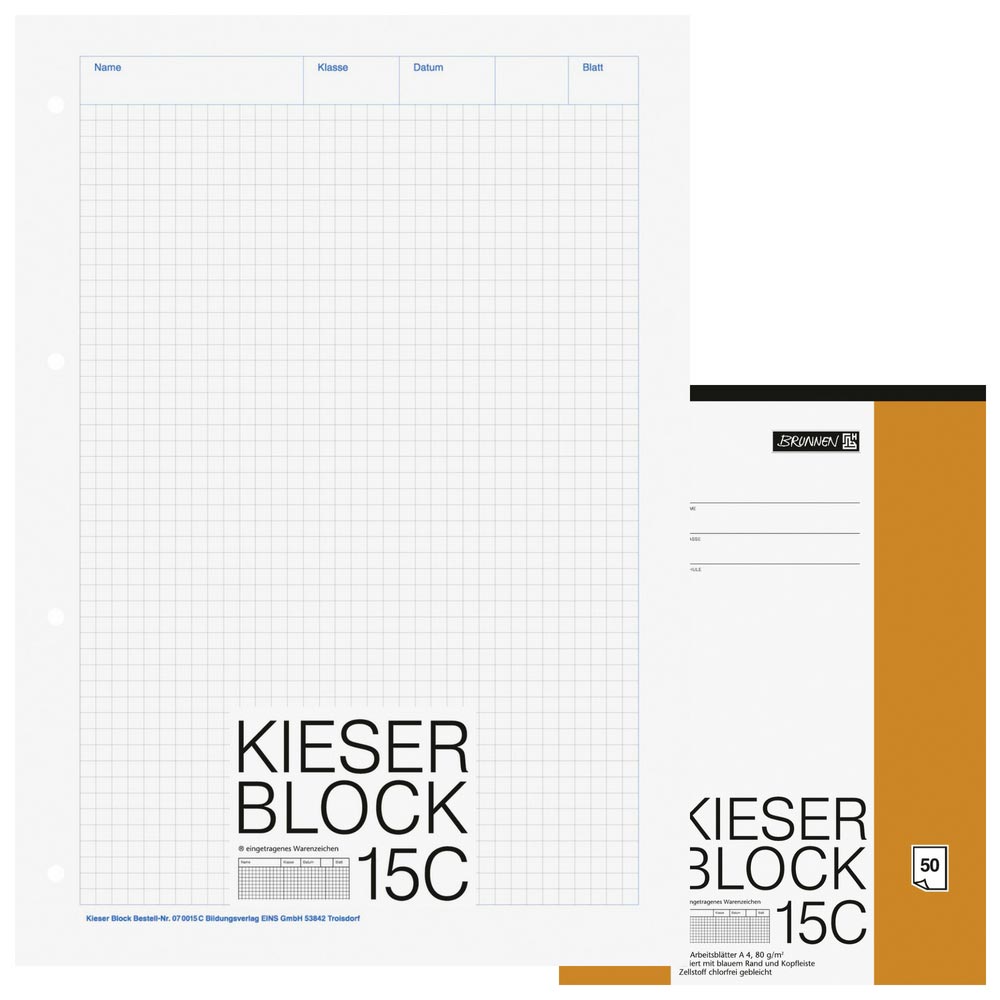 Kieserblock kariert 15C, Brunnen