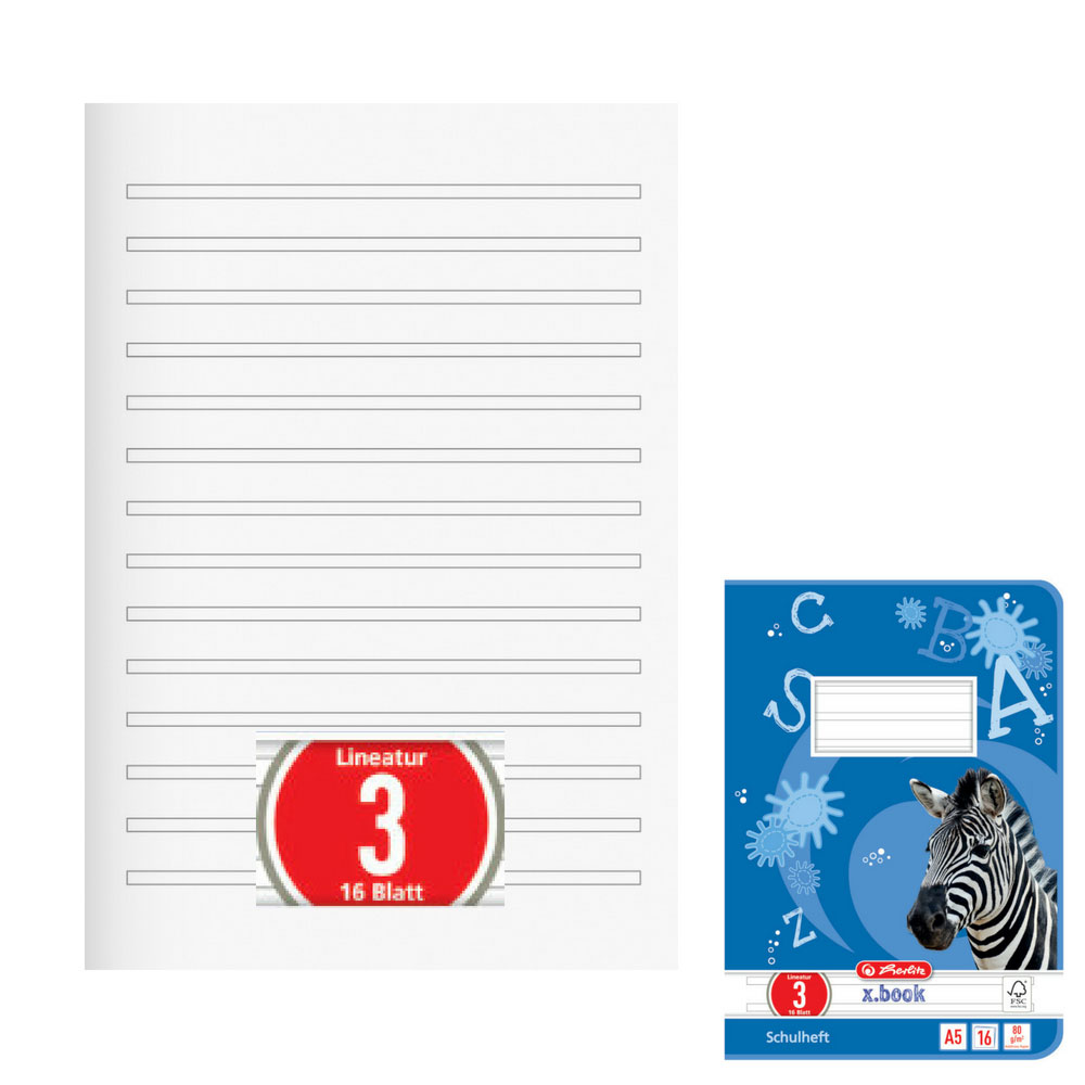 Herlitz Schulheft A5, Lineatur 3