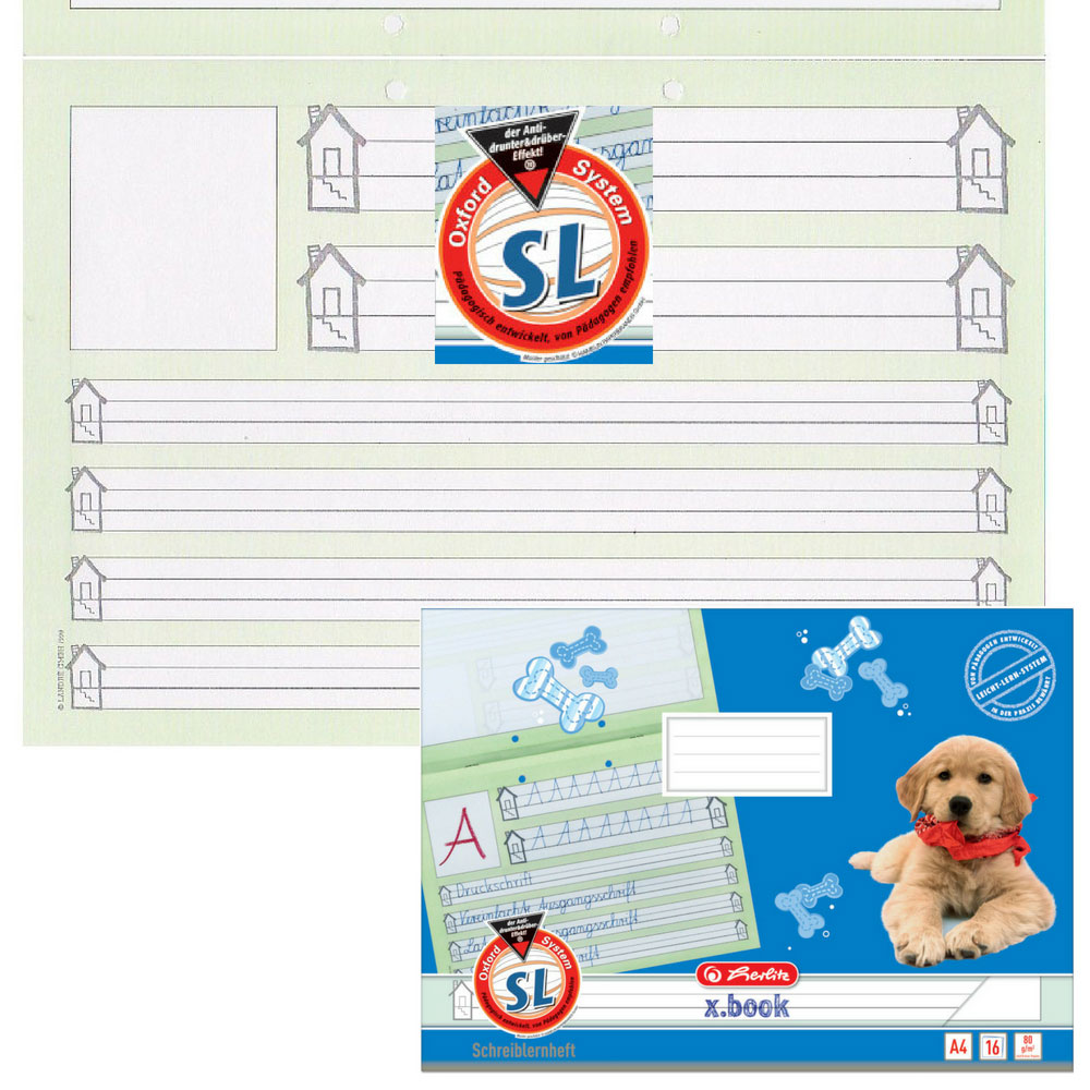 Schreiblernheft Lineatur SL von Herlitz, A4 Querformat