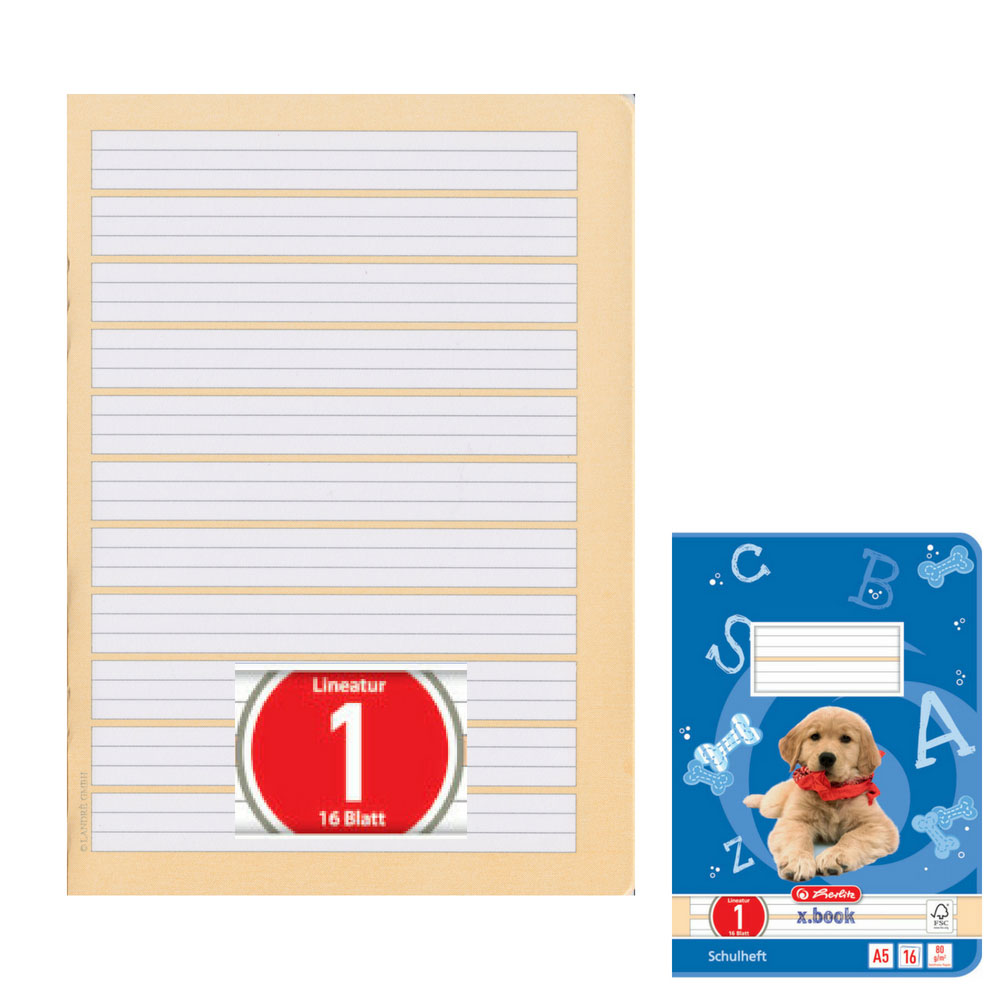 Herlitz Schulheft A5, Lineatur 1