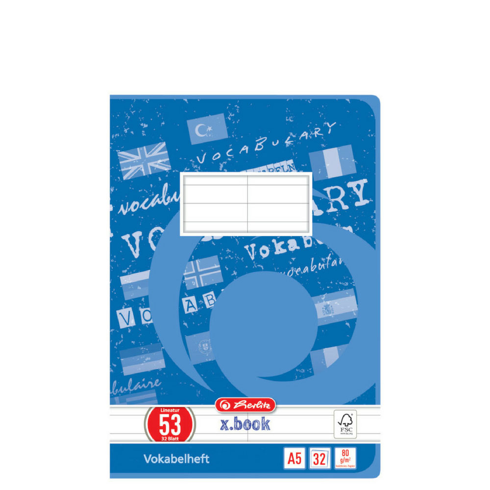 Zweispaltiges Vokabelheft, Lineatur 53, Herlitz