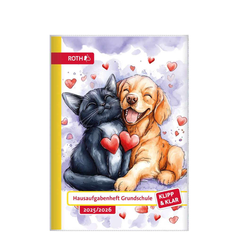 Klipp & Klar mit Datum 25/26 Hund und Katze, Hausaufgabenheft Grundschule