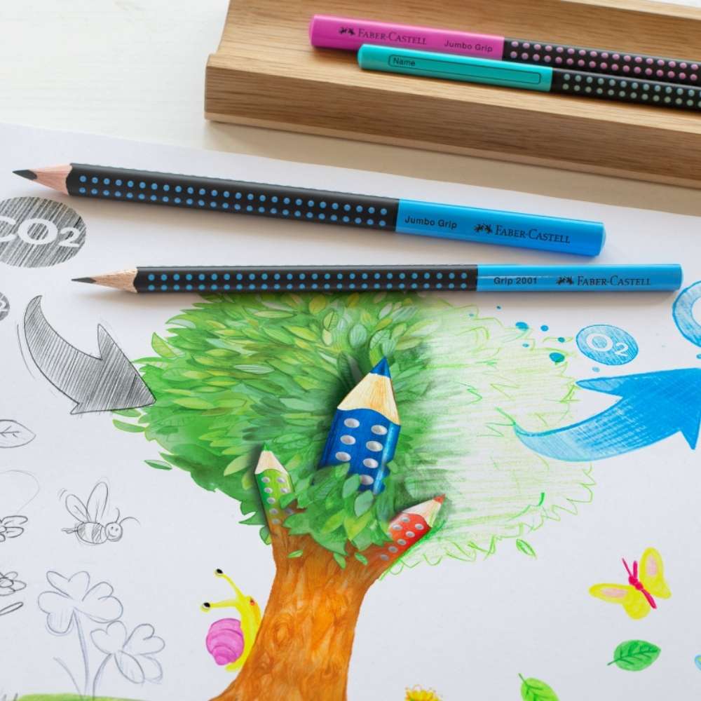 Schreiblernbleistift Jumbo Grip HB, Faber-Castell, schwarz-blau