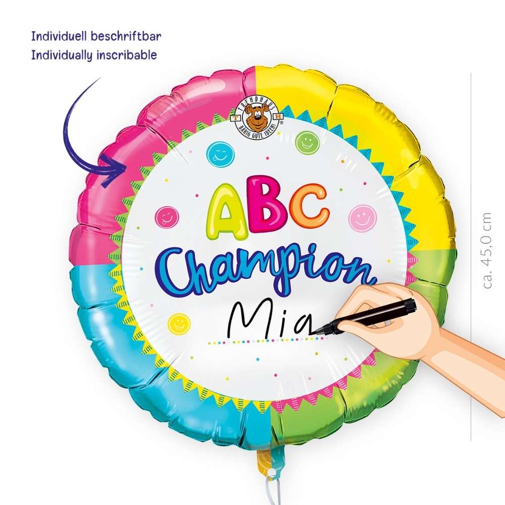 Folienballon Einschulung ABC Champions, sortiert