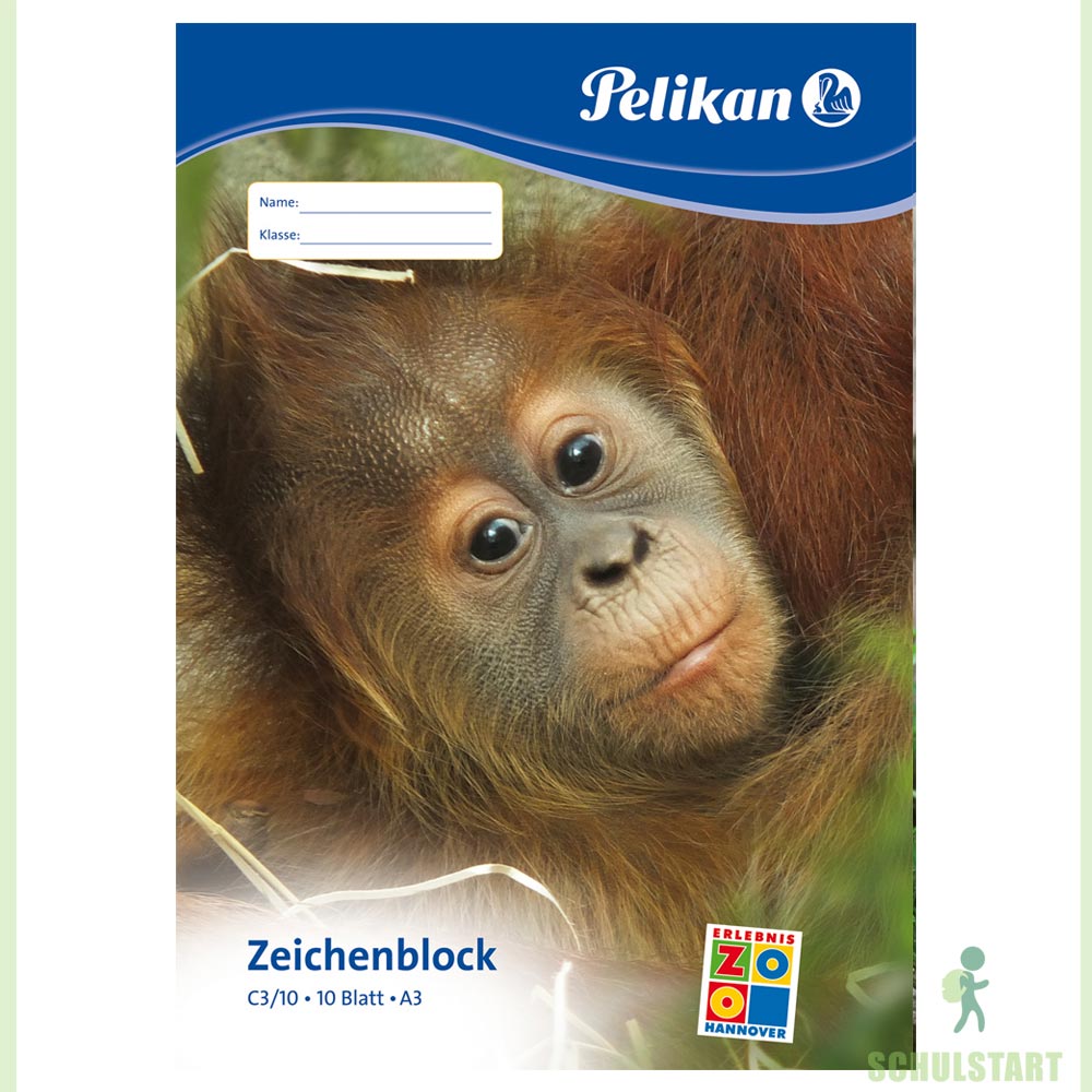 Zeichenblock A3, 10 Blatt, Pelikan, beidseitig befestigt