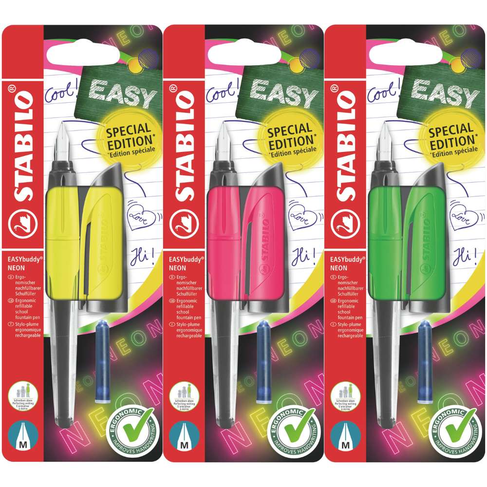 Füller für Grundschüler Stabilo EASYbuddy, Neonfarben, Feder M