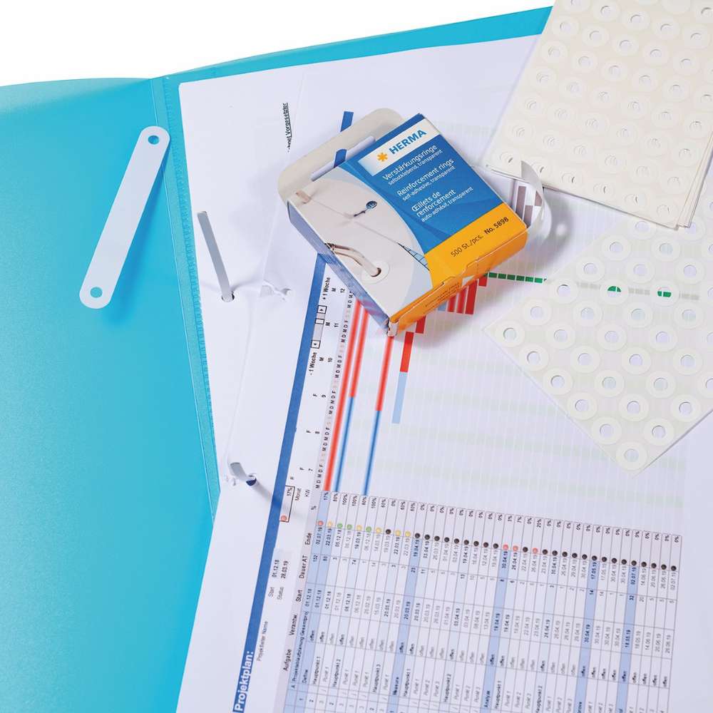 Lochverstärker transparent, 500 Ringe auf Rolle, Herma