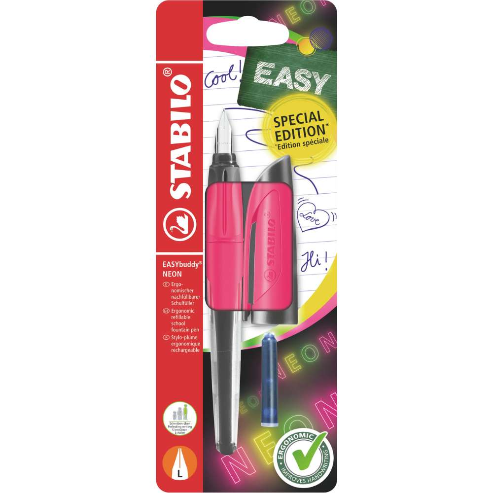 Stabilo EASYbuddy Linkshänder Schulfüller, Neonpink