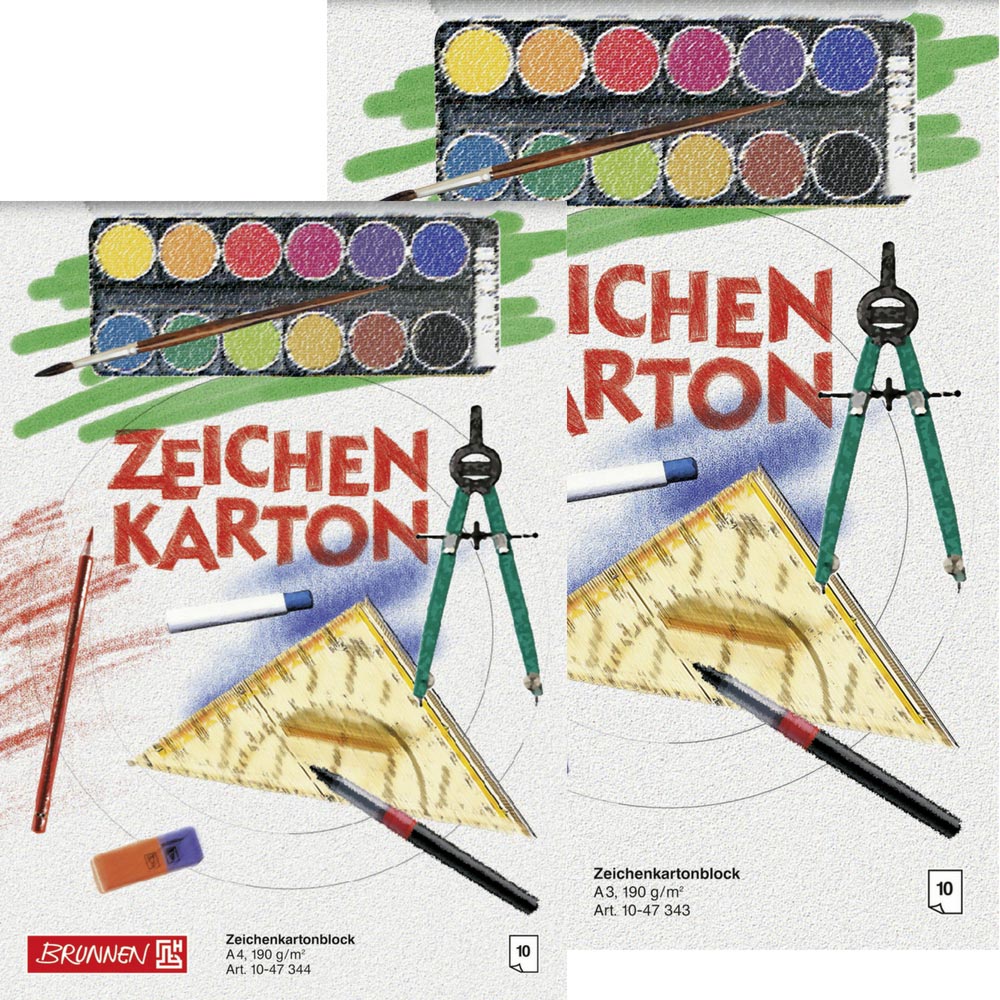 Zeichenkarton A4, 10 Blatt, Brunnen