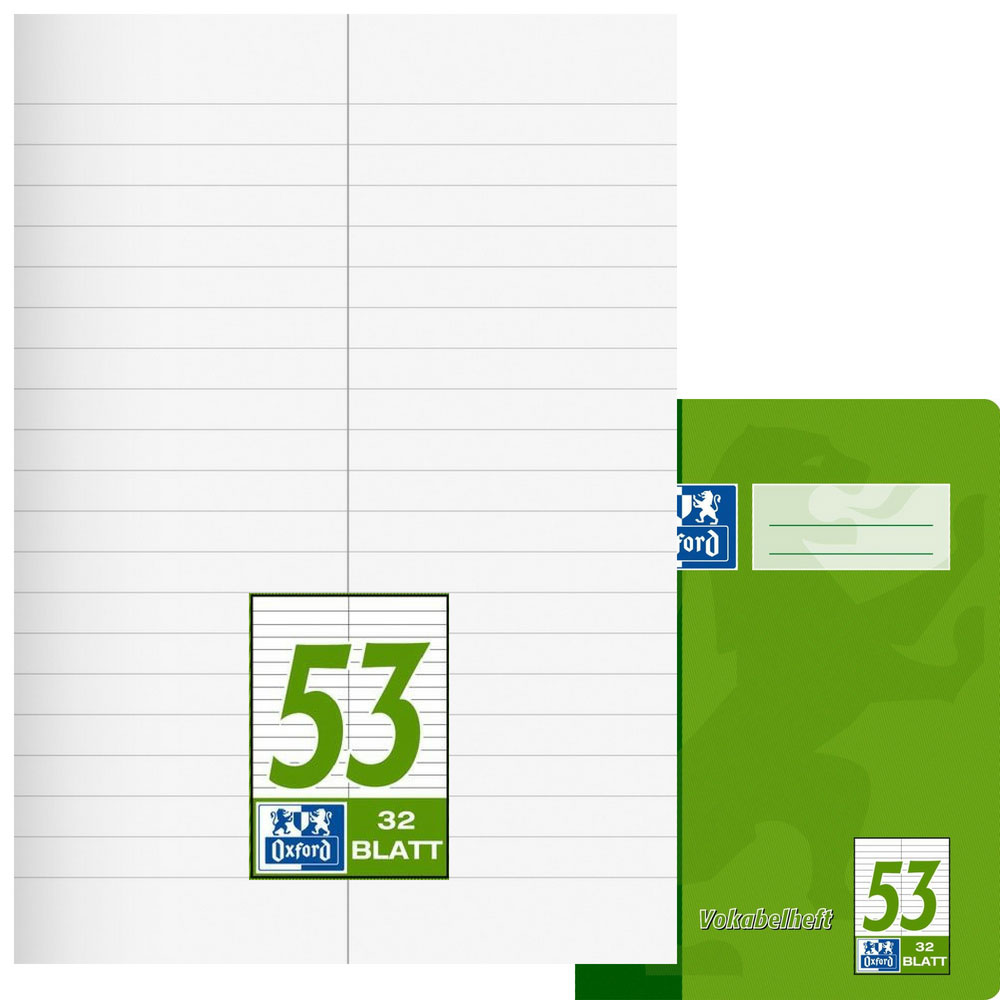 Vokabelheft zweispaltig, Lineatur 53, Oxford, A4