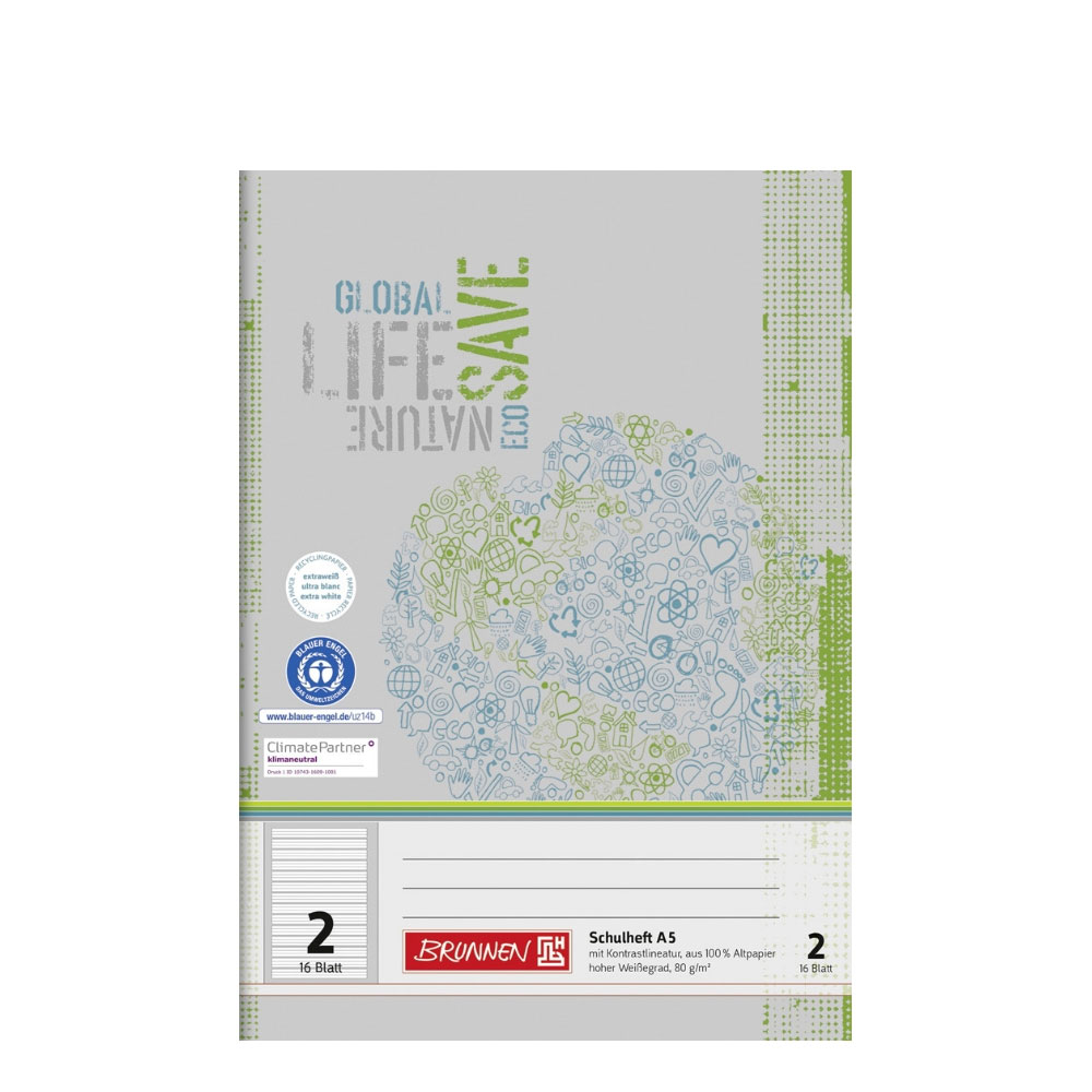 Recyclinghefte A5, Lineatur 2, Brunnen