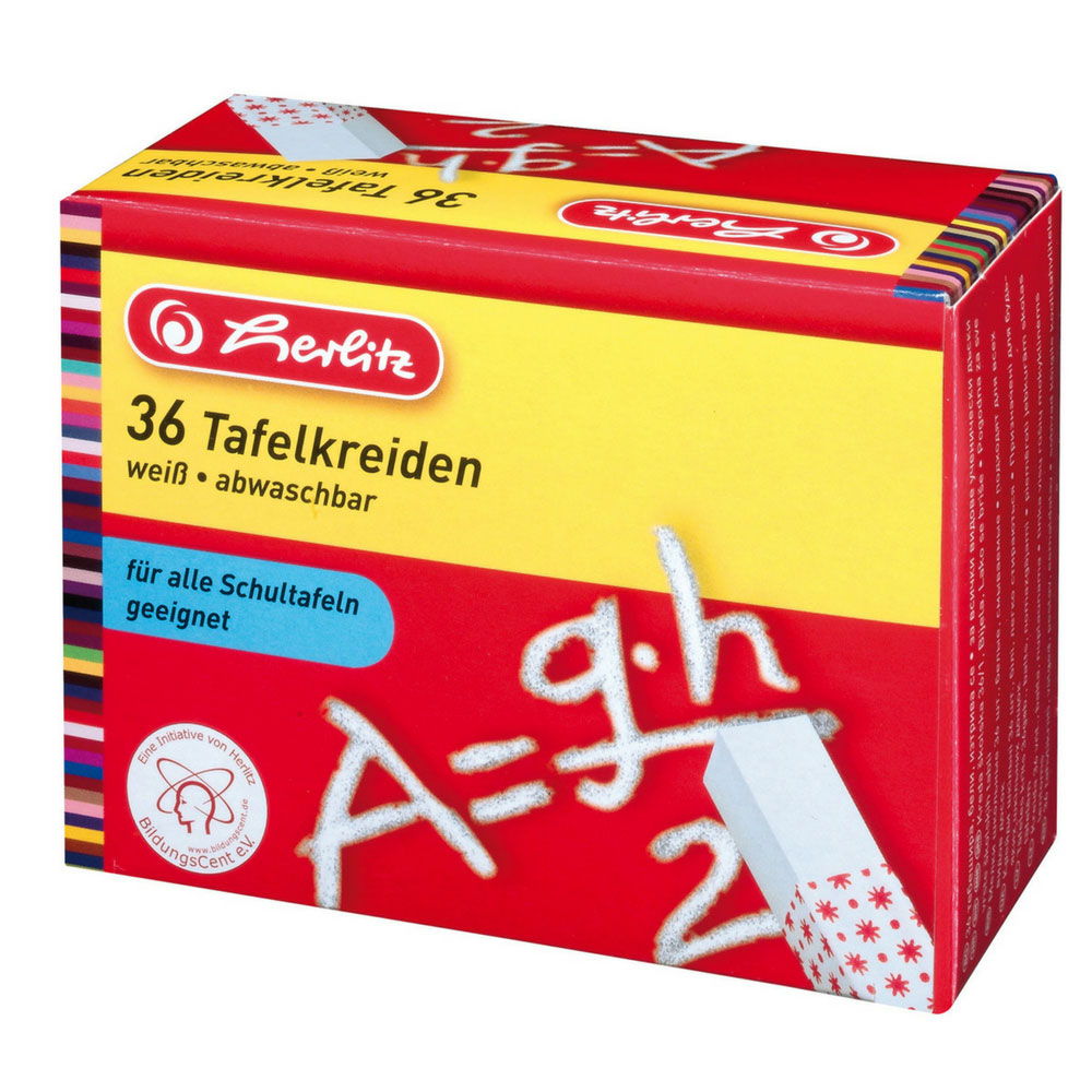 Tafelkreide weiß, 36 Stück, Herlitz