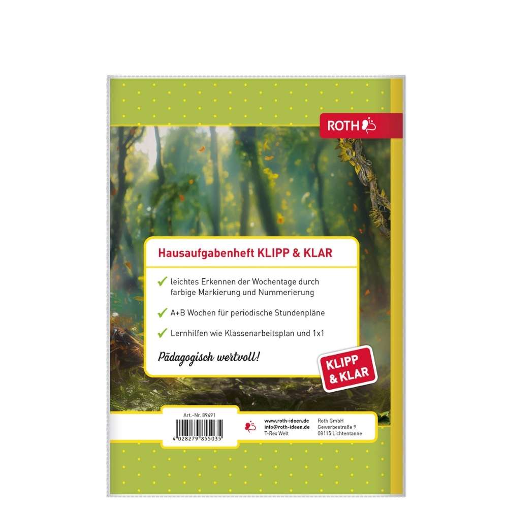 Hausaufgabenheft Grundschule "Klipp & Klar", T-Rex Welt
