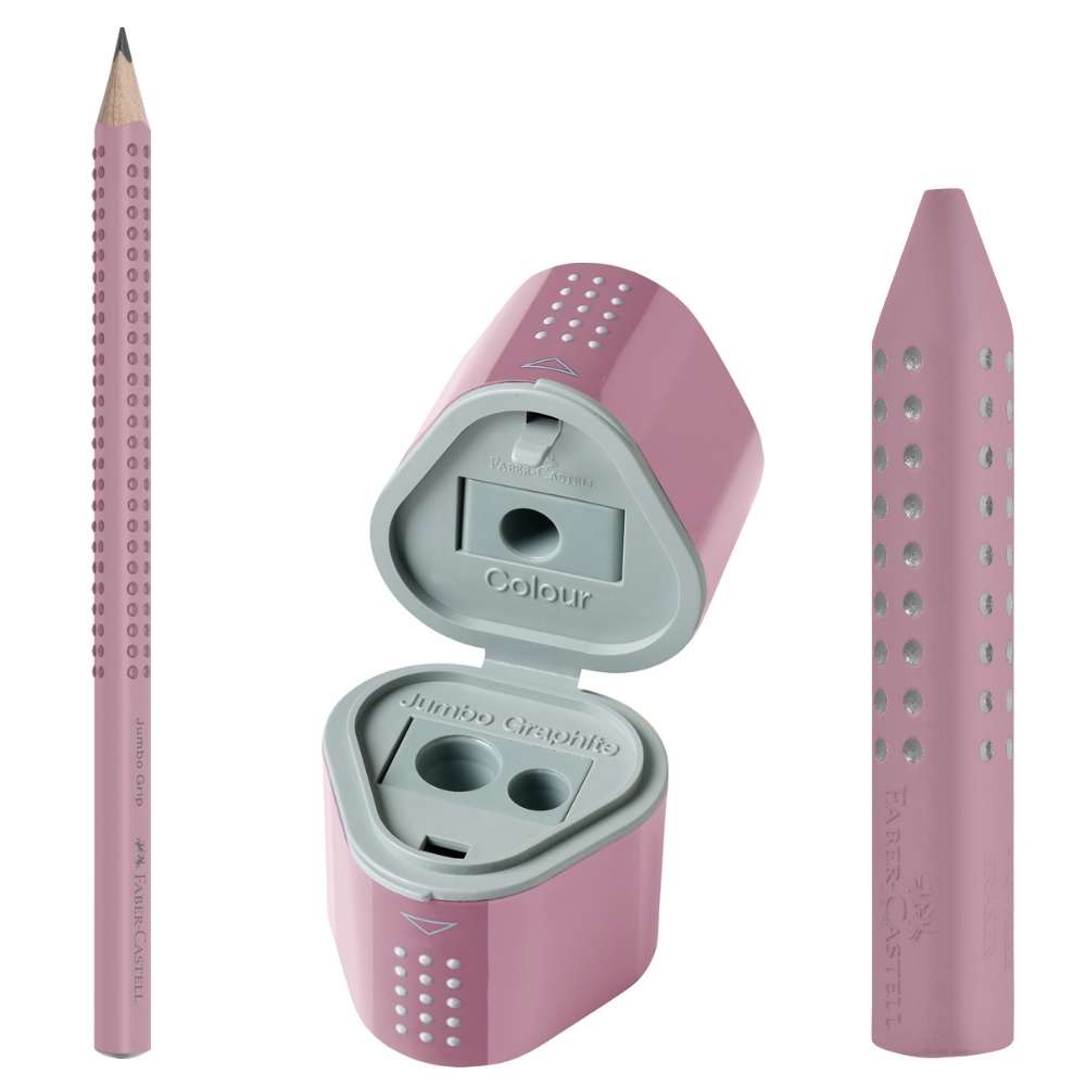 Jumbo Grip Set Faber-Castell, rose shadows: Dicker Bleistift, Radierer, Spitzdose
