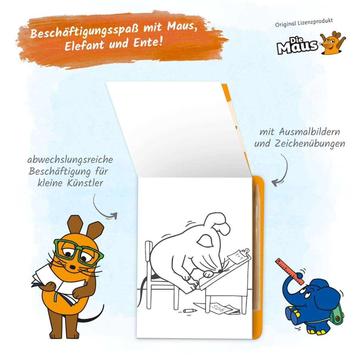 DIE MAUS Mini-Kratzblock: Lernen / In der Schule