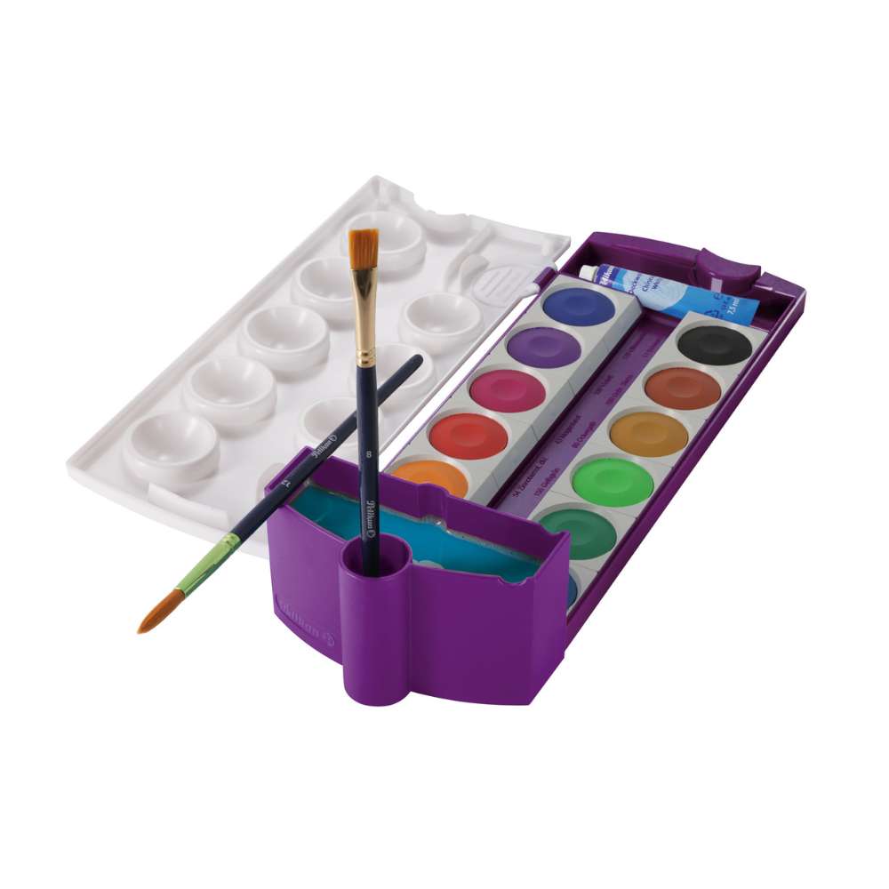 Pelikan Farbkasten K12, violett, 12 Farben + Deckweiß
