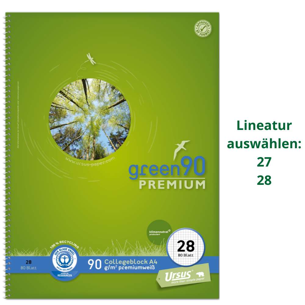 Staufen Collegeblock 90g, Blauer Engel, verschiedene Lineaturen