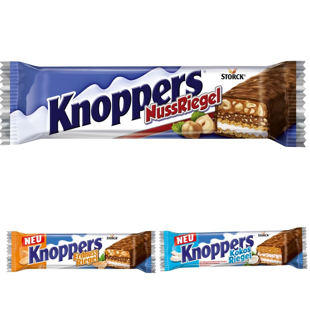 Knoppers Riegel, verschiedene Sorten