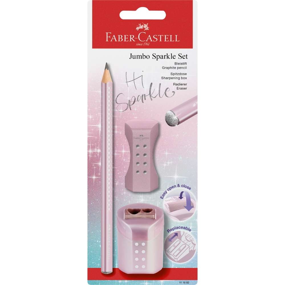 Jumbo Sparkle Schreibset Faber-Castell, rose metallic