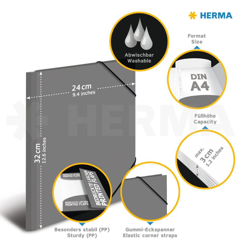 Herma Postmappe A4 aus Kunststoff, Gelb