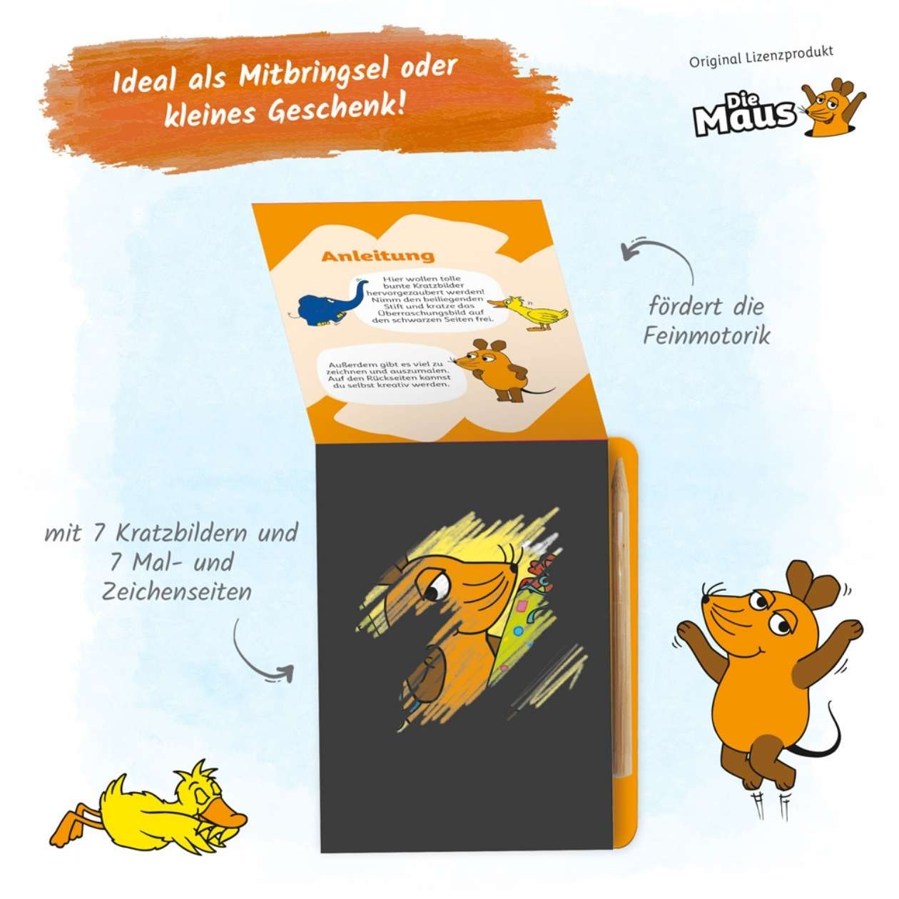DIE MAUS Mini-Kratzblock: Lernen / In der Schule