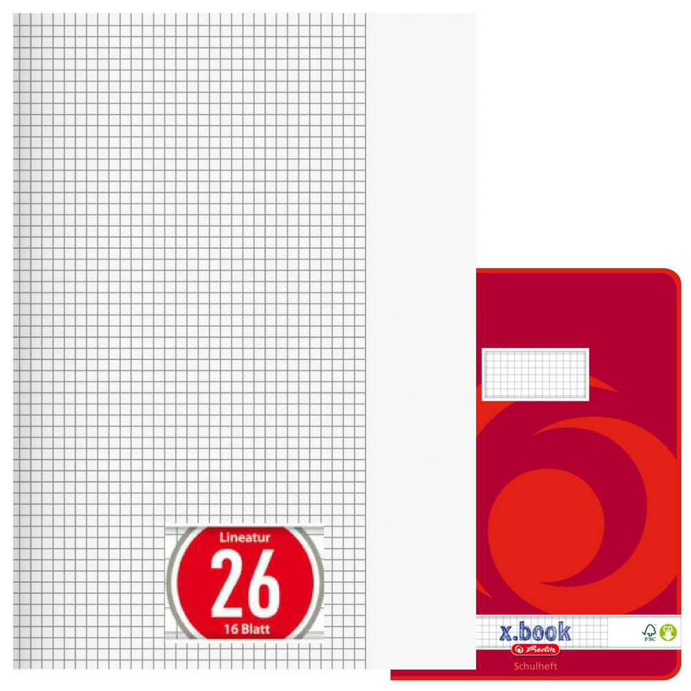 Herlitz Heft A4, Lineatur 26, kariert mit Rand