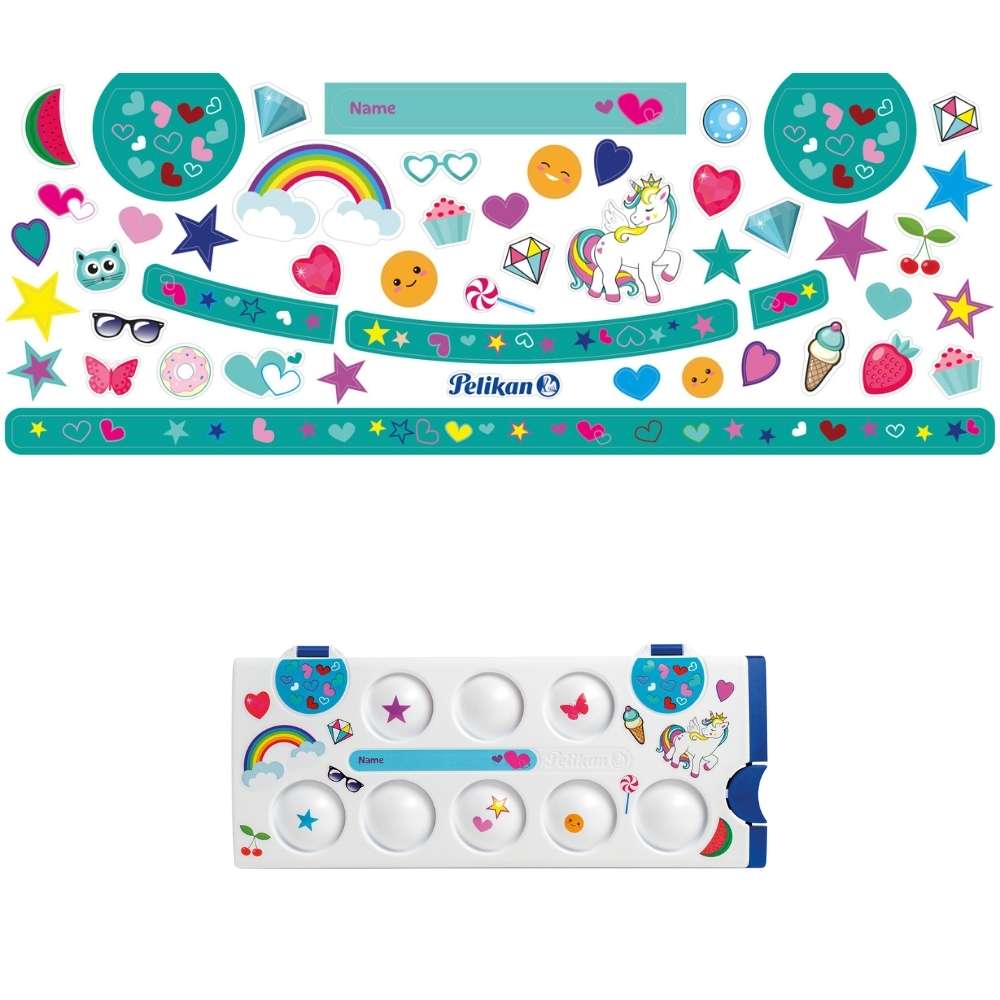 Farbkasten Sticker Pelikan, Herzen