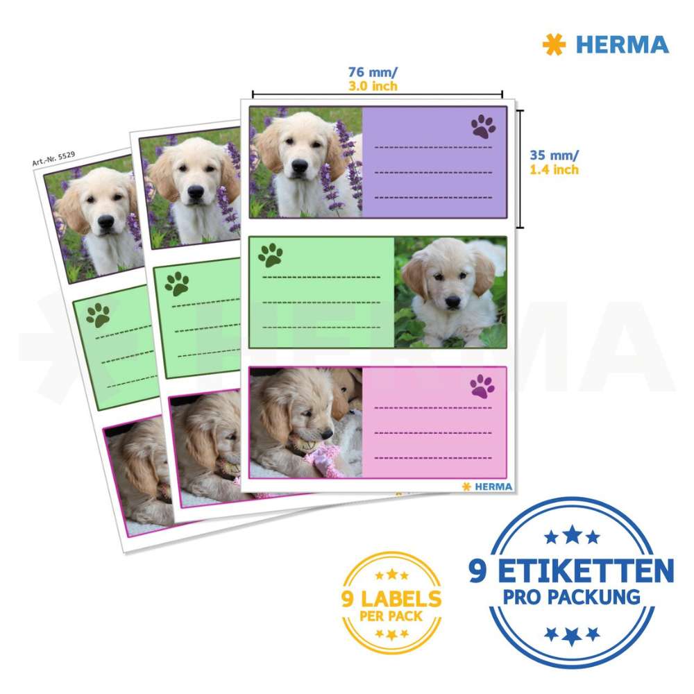 Schuletiketten Hunde, Herma