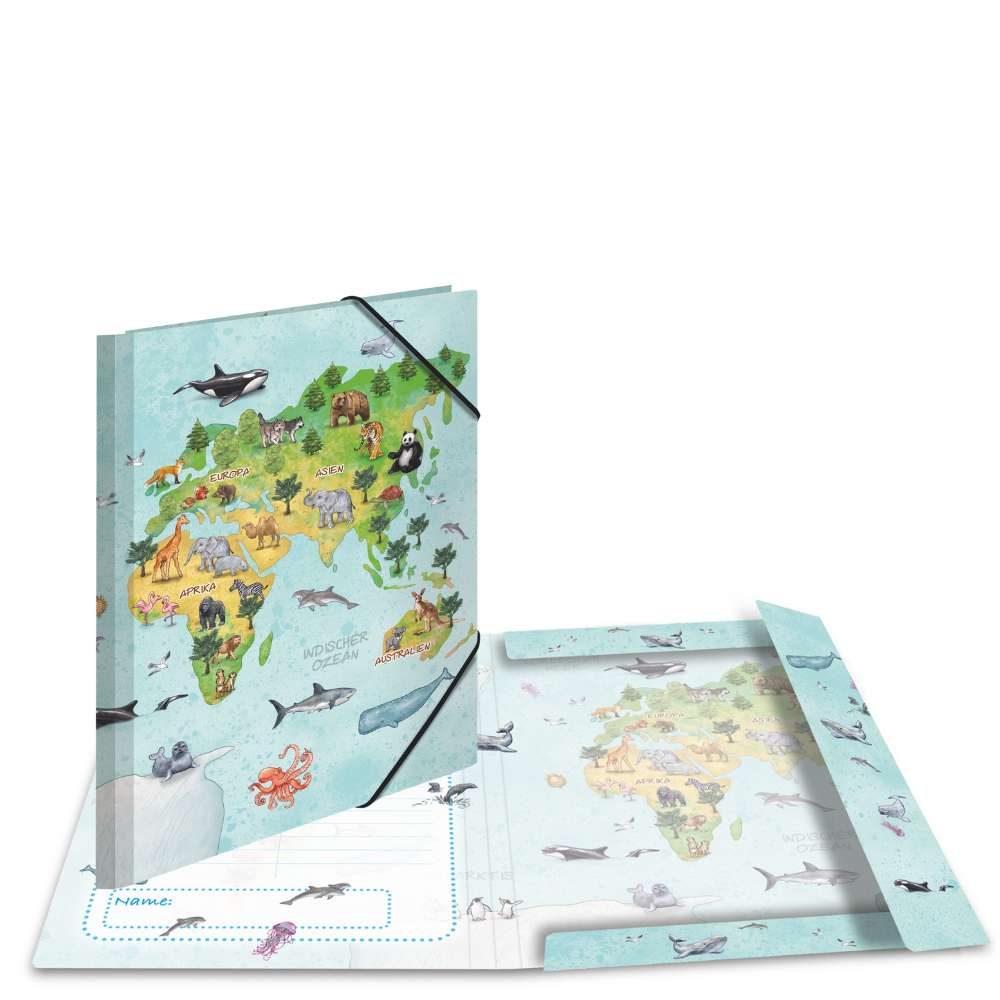 Sammelmappe Weltkarte A4 aus Karton, Herma