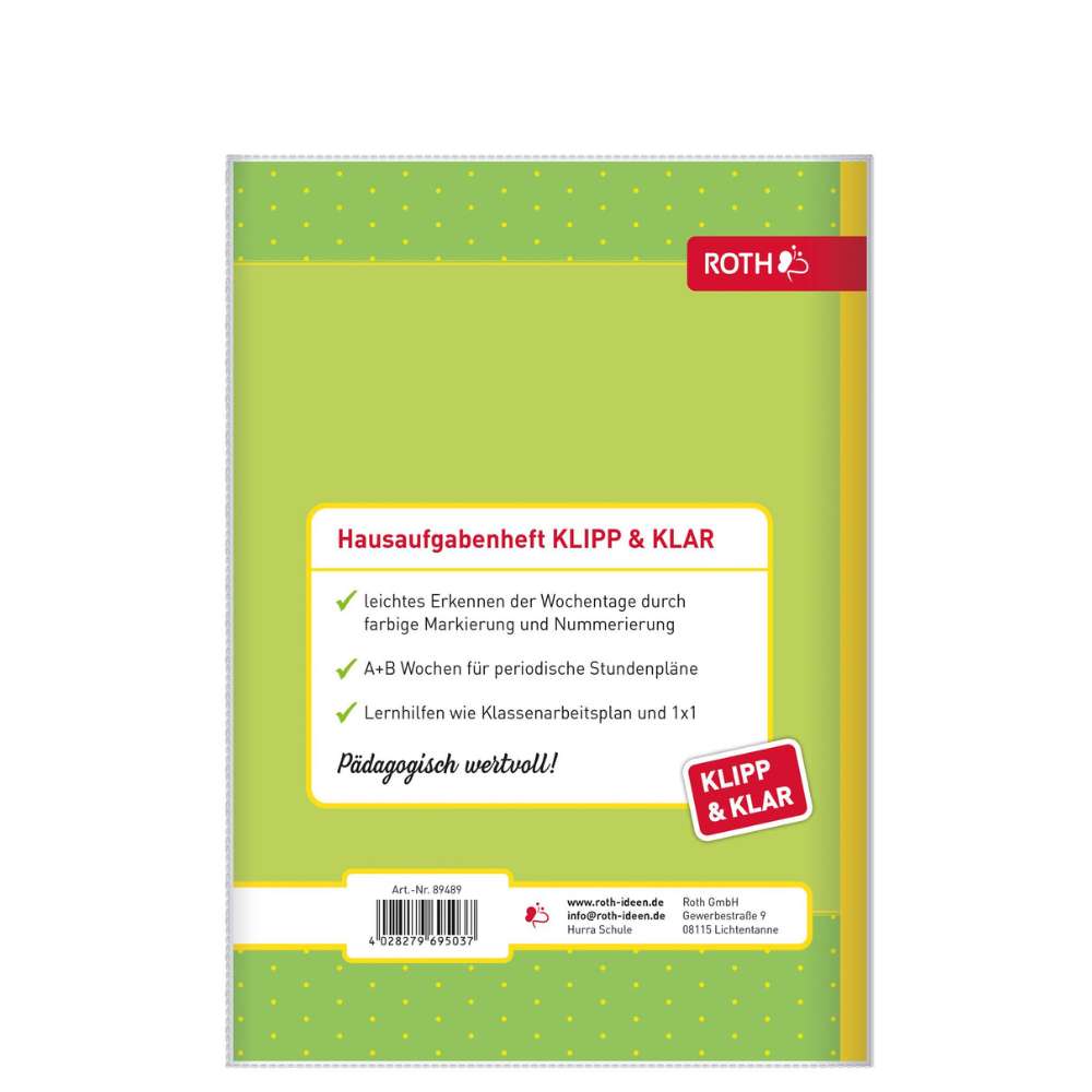 Hausaufgabenheft Grundschule "Klipp & Klar", Hurra Schule