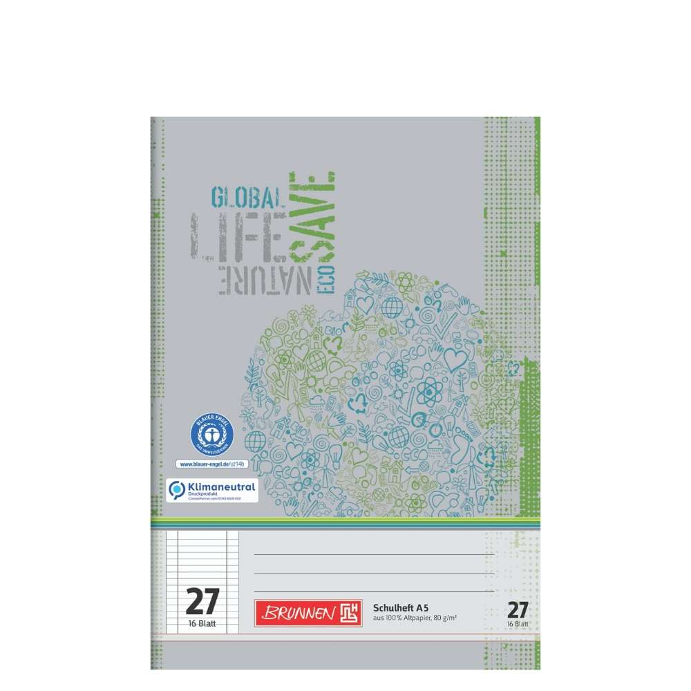 Recyclinghefte A5, Lineatur 27, Brunnen