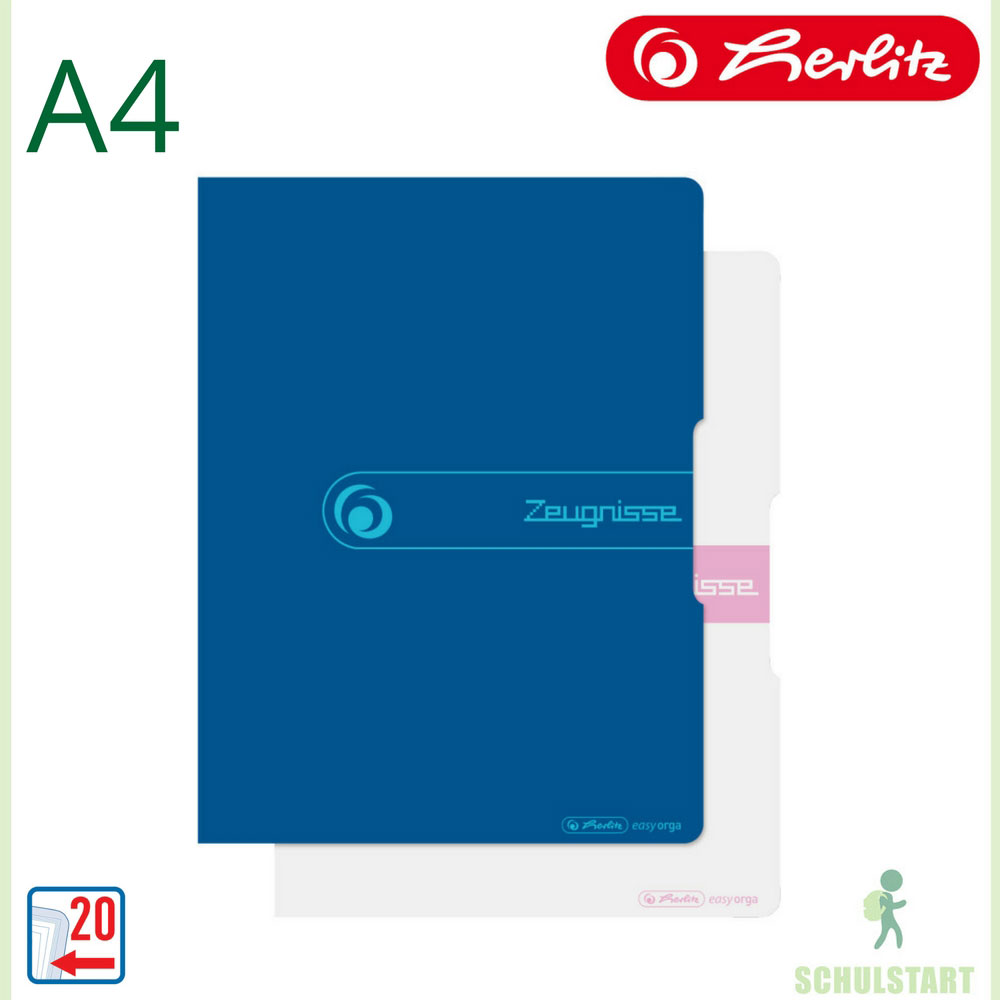 Herlitz Zeugnismappe, weiß/rosa, 20 Hüllen