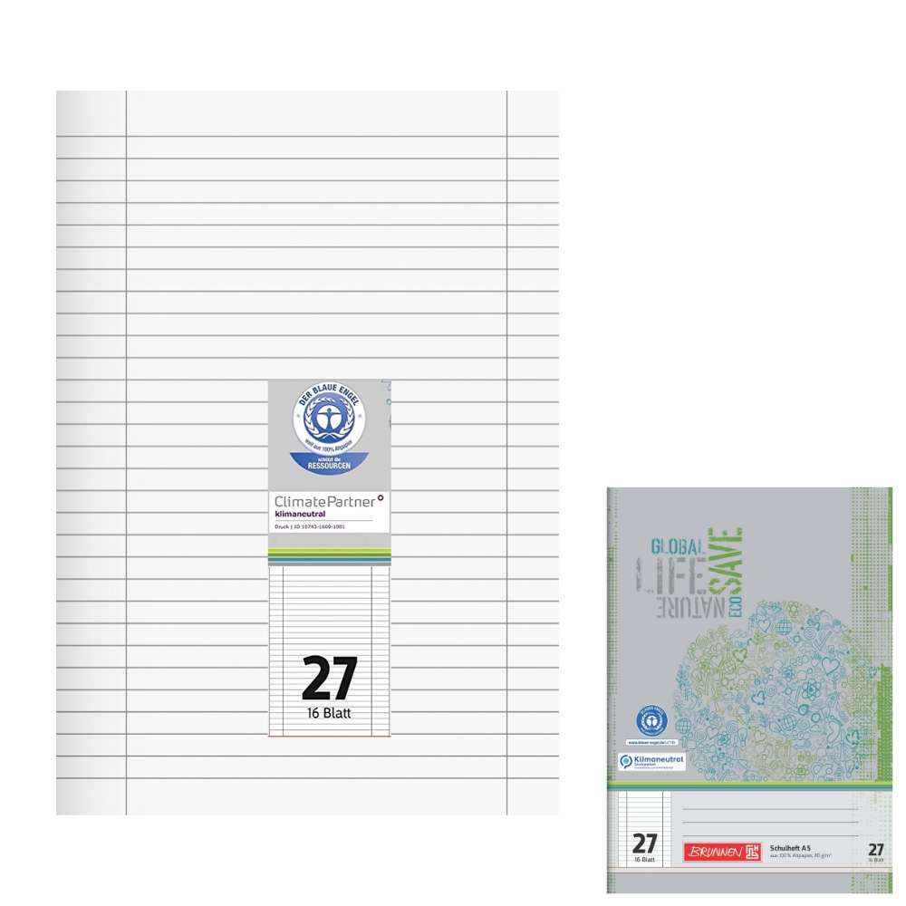 Recyclinghefte A5, Lineatur 27, Brunnen