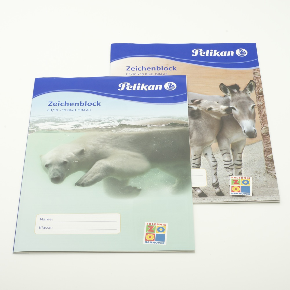 Zeichenblock A3, 10 Blatt, Pelikan, beidseitig befestigt