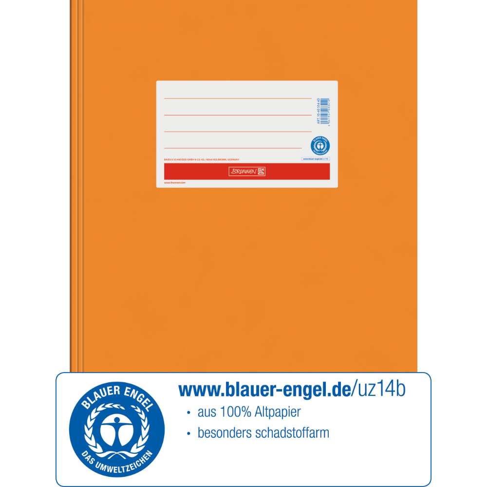 Karton Hefthülle Blauer Engel A4, Brunnen, orange