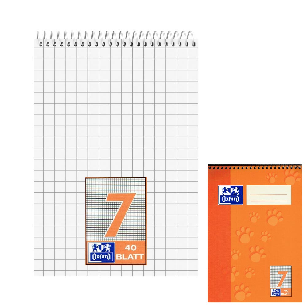 Matheblock A5 kariert, 1.-2. Klasse (Kopfspirale, Lineatur 7, Oxford)
