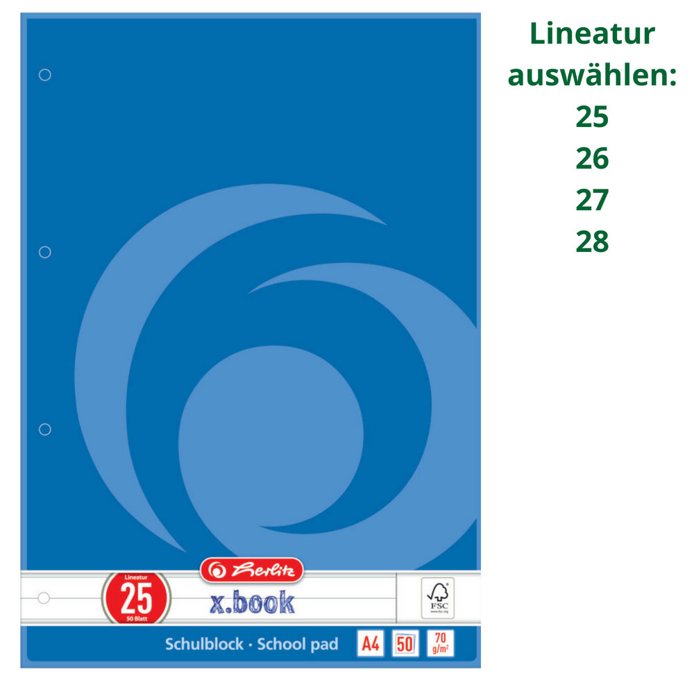 Schulblock A4, gelocht, Herlitz