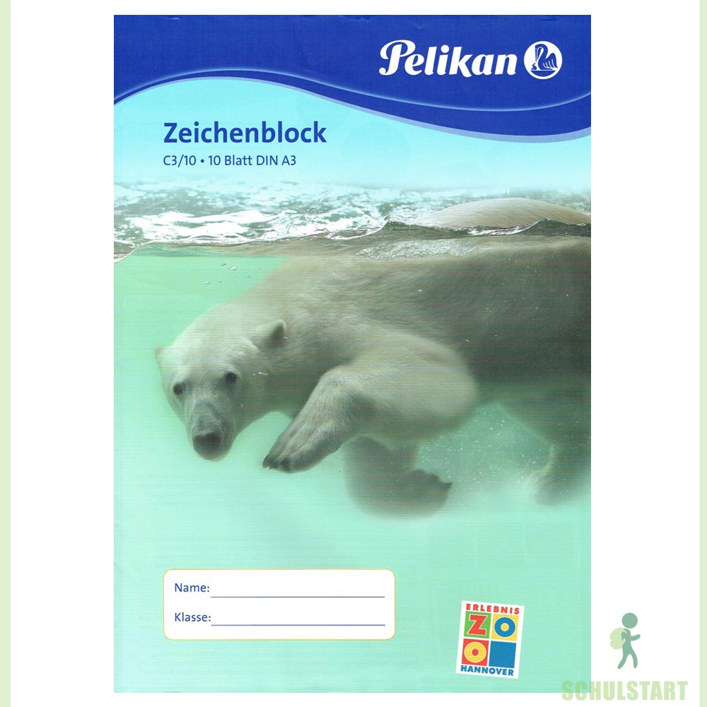 Zeichenblock A3, 10 Blatt, Pelikan, beidseitig befestigt