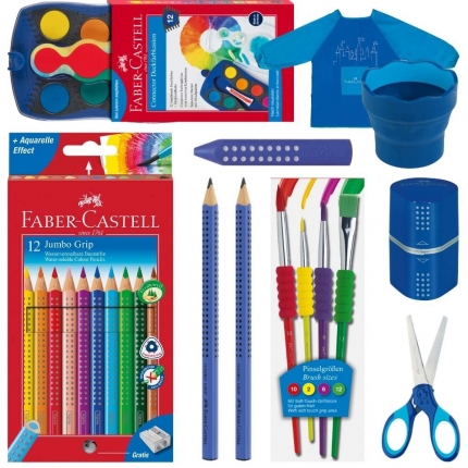Faber-Castell Set XL, blau: Jumbo Grip Stifte, Farbkasten und mehr
